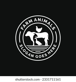 Farm animals logo design vector. Livestock logo vector