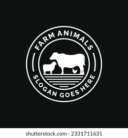 Farm animals logo design vector. Livestock logo vector