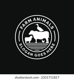 Farm animals logo design vector. Livestock logo vector