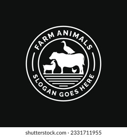 Farm animals logo design vector. Livestock logo vector