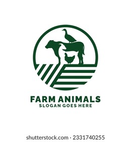 Farm animals logo design vector. Livestock logo vector
