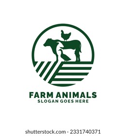 Farm animals logo design vector. Livestock logo vector