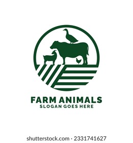 Farm animals logo design vector. Livestock logo vector