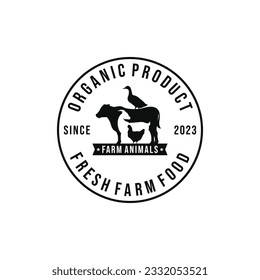 Farm animals logo design vector. Livestock logo vector