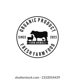 Farm animals logo design vector. Livestock logo vector