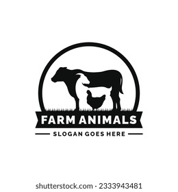 Vector de diseño del logotipo de los animales de granja. Vector de logotipo ganadero