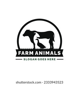 Farm animals logo design vector. Livestock logo vector