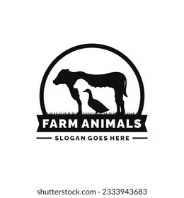 Vector de diseño del logotipo de los animales de granja. Vector de logotipo ganadero