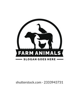 Farm animals logo design vector. Livestock logo vector