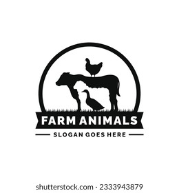 Farm animals logo design vector. Livestock logo vector