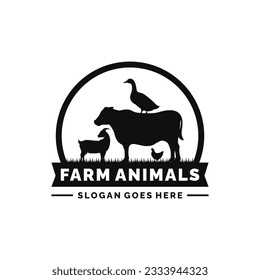 Farm animals logo design vector. Livestock logo vector