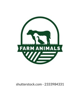 Farm animals logo design vector. Livestock logo vector