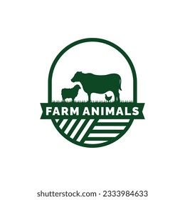 Farm animals logo design vector. Livestock logo vector