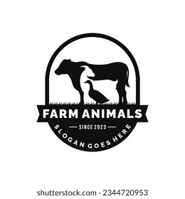 Farm animals logo design vector. Livestock logo vector