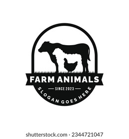 Farm animals logo design vector. Livestock logo vector