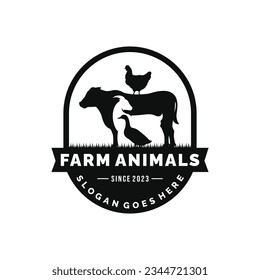 Farm animals logo design vector. Livestock logo vector