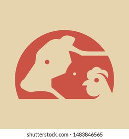 Farm animals logo. Icon design. Template elements