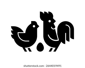 Farm animals logo Rooster and chicken. Icon design. Template elements