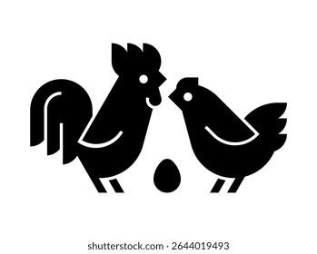 Farm animals logo Rooster and chicken. Icon design. Template elements