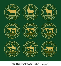 Farm animals logo set vector illustration. Livestock logo set