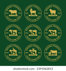 Farm animals logo set vector illustration. Livestock logo set
