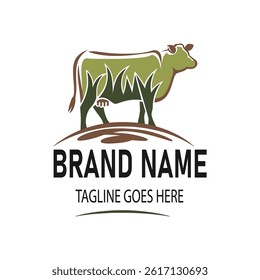 Farm animals logo. Vector illustration with cow,