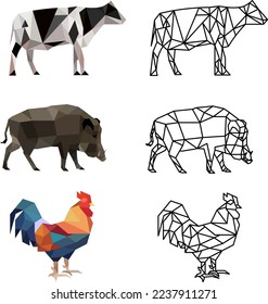 farm animals made of triangles