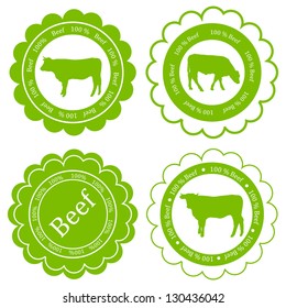 Farm animals market ecology organic beef meat label vector background concept