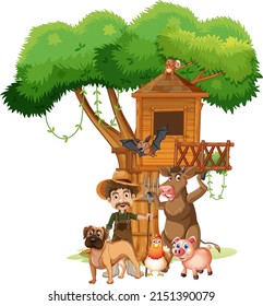 Animales de granja en ilustración de fondo blanco