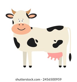 Nutztiere auf weißem Grund. Niedliche Vektorillustration einer Kuh im Cartoon-Stil.