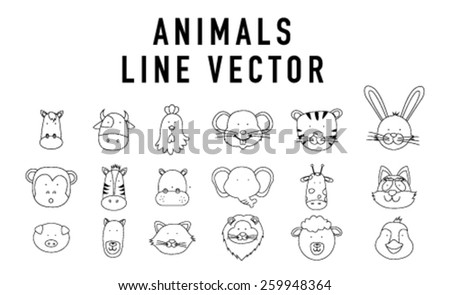 Farm Animals Outline Vector Stock Vector (Royalty Free) 259948364