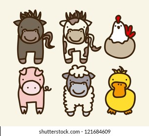 farm animals over beige background. vector illustration