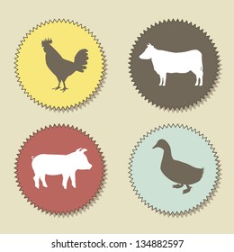 farm animals over beige background. vector illustration