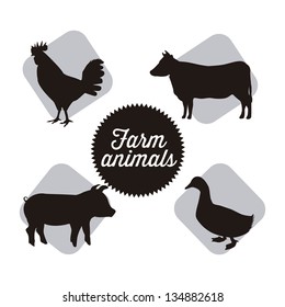 farm animals over white background. vector illustration