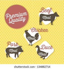 farm animals over yellow background. vector illustration