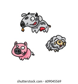 Farm Animals (Pig, Cow & Sheep)