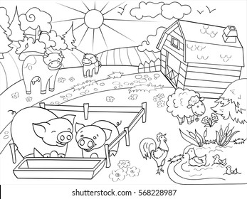 Farm Coloring Pages Images Stock Photos Vectors Shutterstock