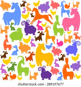 Farm animals seamless pattern. Vector Illustration