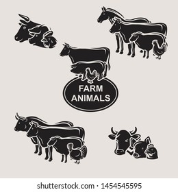Farm animals set. Collection icon farm animals. Vector