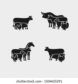 Farm animals set. Collection icon farm animals. Vector