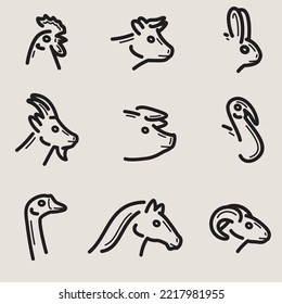 Farm animals set. Collection icon farm animals. Vector