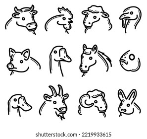 Farm animals set. Collection icon farm animals. Vector