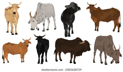 Farm animals set cow illustration vector set