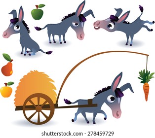 Farm animals set: donkey