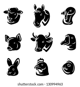 Farm animals set. Vector