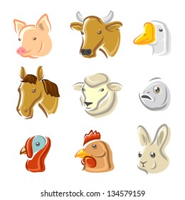 Farm animals set. Vector