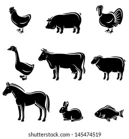 Farm animals set. Vector