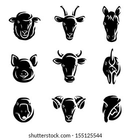 Farm animals set. Vector 