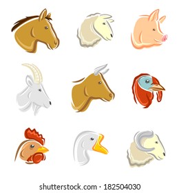 Farm animals set. Vector