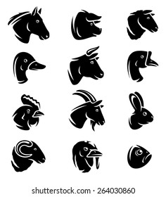 Farm animals set. Vector